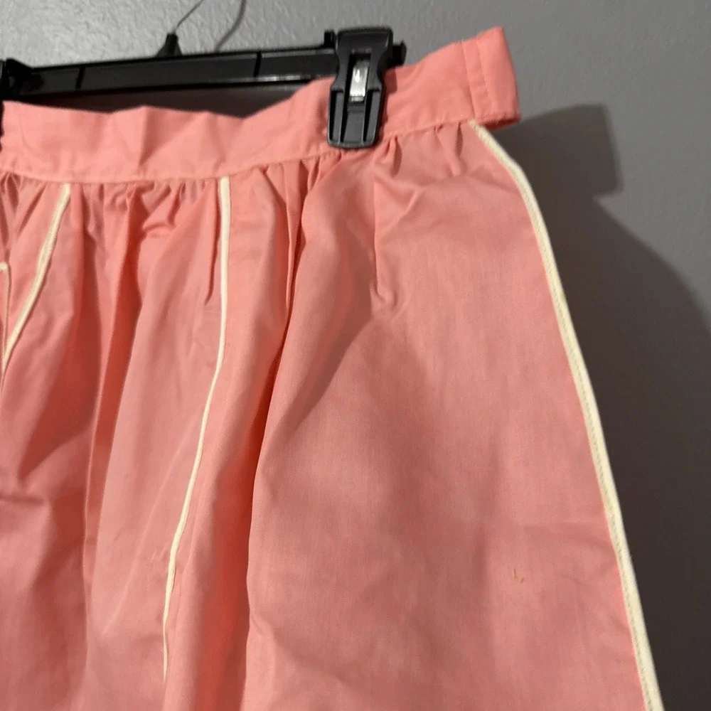 Vintage Handmade Half Apron Pink Tulip Hem Baking Cook Retro‎ 50s Pinup Tie MCM